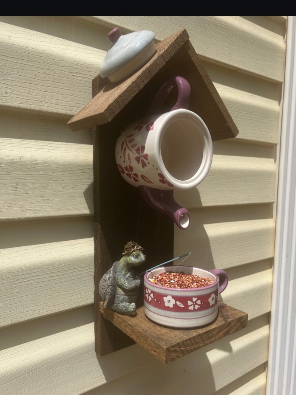 Rustic Wooden Handmade Bird Feeder "Down The Rabbits Hole" - Picture 9 of 16